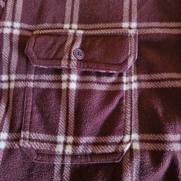 Aeropastale Men Button Front Shirt Long Sleeve Plaid Microfleece -XL -Wine -EUC - Picture 8 of 8